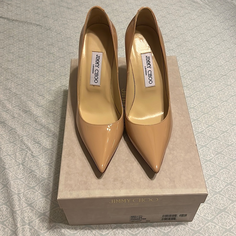 BNIB Jimmy Choo Abel in Powder Pink (Nude) Patent Leather size 37.5
